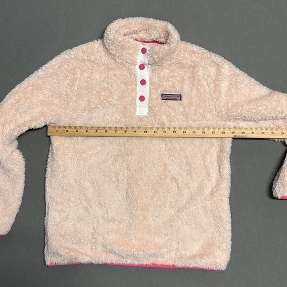 Vineyard Vines Girls Sherpa‎ Teddy Fleece Pullover Pink Size 16 Lg Quarter Snap - Picture 8 of 10